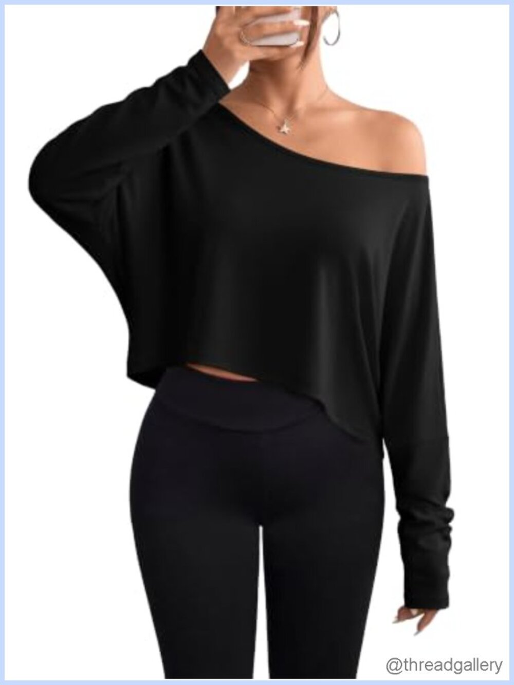 Womens Off Shoulder Oversized Batwing Top Fall Y2K Pullover